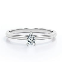 JeenMata Solitaire 0.5 Carat Pear Cut Moissanite - Dainty Fashion Ring - 18K White Gold Plating Over Silver