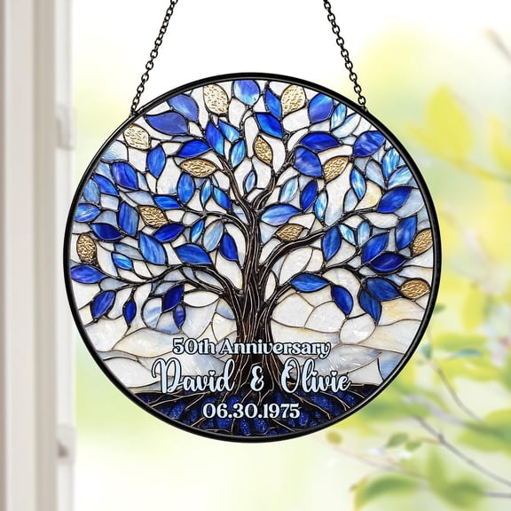 50th Anniversary Gift Tree of life, Personalized Tree of Life 50th Anniversary Gift, Tree of Life Glass, Golden Anniversary Acrylic Ornament
