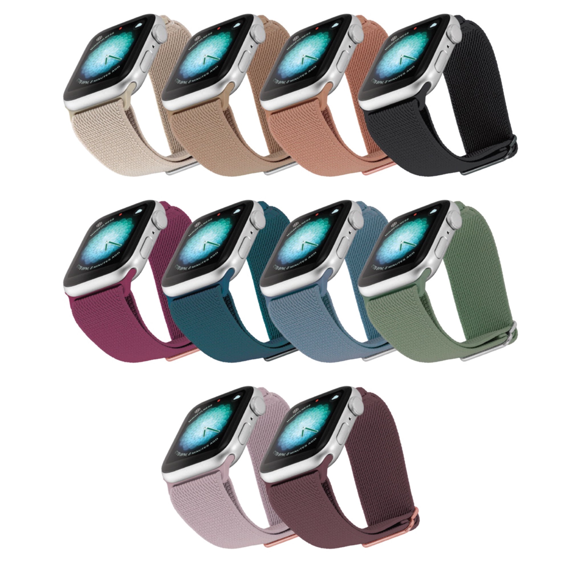 10-pack Woven Elastic Bands for the Apple Watch®, Fits all Apple Watch® Series and Sizes, Unisex
