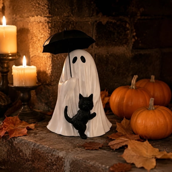 Gothic Ghost Figurine Cute, Usupdd Spooky Halloween Resin Statue With Umbrella, 12-15cm Mini Ghost Decor For Home Desk Shelf Party