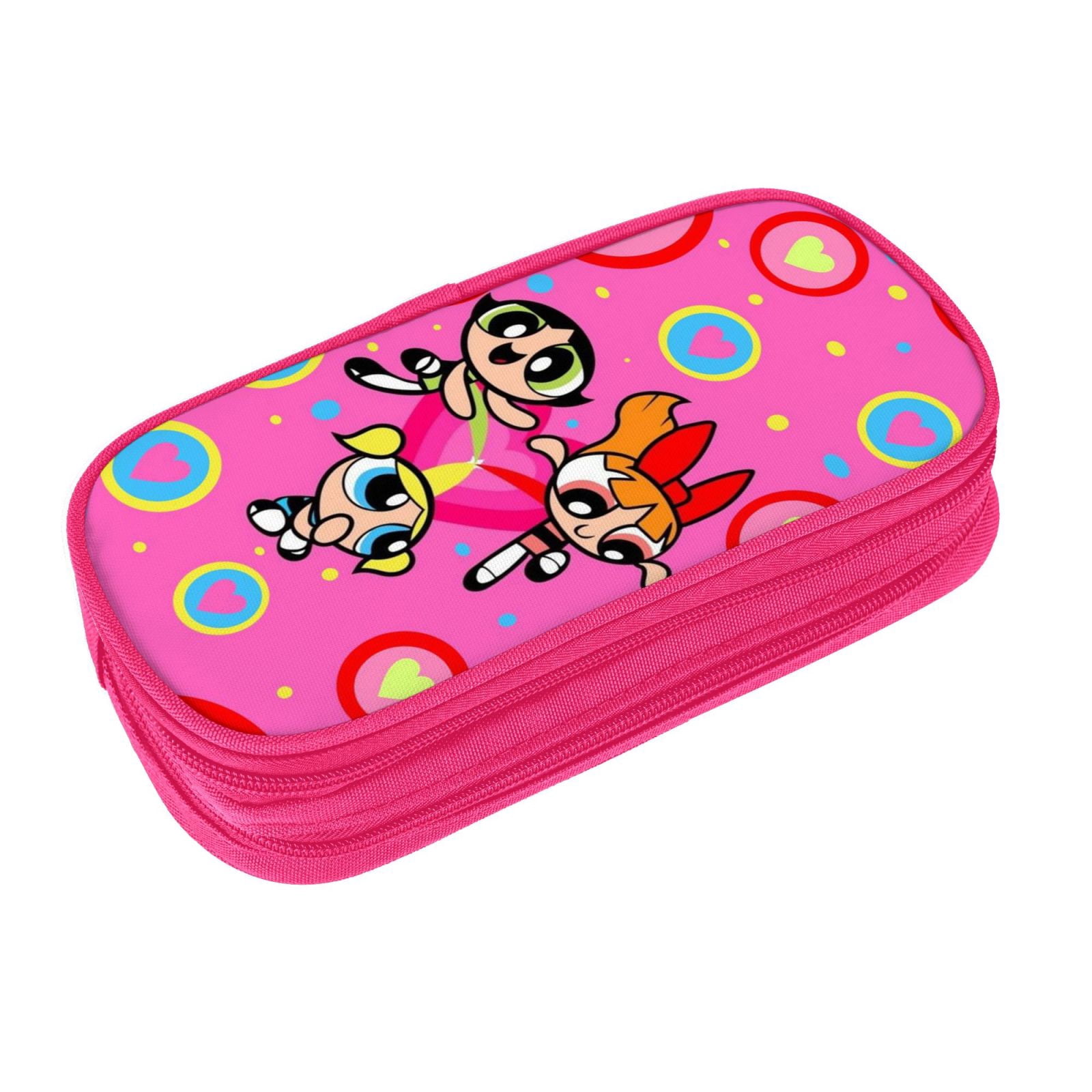 The Powerpuff Gi-rls Pencil Case Large Capacity Pencil Pouch Penbag Office Stationery Organizer Travel Makeup Bag Pink