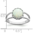 thumbnail image 3 of Sterling Silver Rhodium-Plated Round White Created Opal Inlay Ring (Size 6) Made In China qr7333-6, 3 of 5