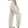 thumbnail image 2 of VEKDONE Womens Cotton Linen Tapered Pants Elastic High Waisted Straight Trousers with Pockets Loose Fit Pleated Loung Long Pants Summer Soft Comfy Baggy Pant, 2 of 7