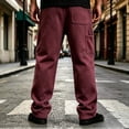 thumbnail image 4 of Men's Stylish Athletic Pants Casual Loose Fit Joggers with Pockets Solid Color Drawstring Waist Lounge Sweatpants Street Running Outdoor Outfits, 4 of 7