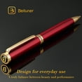 thumbnail image 3 of BEILUNER Luxury Gel Pens, Wine Red Pen Barrel with 24K Gold Trim, Classic Leather Box-Best Pen Gift Set for Men & Women Professional, Executive, Office, Retractable, Nice Fancy Designer Pens, 3 of 9