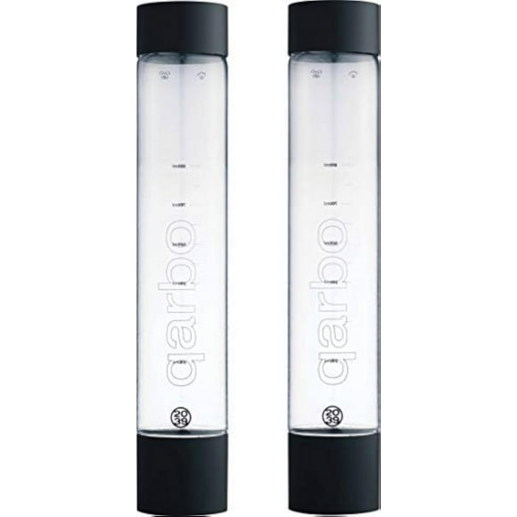 Twenty39 qarbo CLASSIC Botellas de agua de 1 litro para máquina de agua con gas e infusor de frutas, juego de 2 (negro mate)
