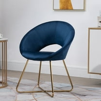 HOMCOM Modern Accent Chair Velvet Upholstered Chair w/ Golden Base Legs, Blue