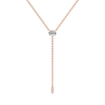 Lab Grown Diamond Lariat Pendant Necklace For Women | 1 Carat IGI Certified Oval Shape FG VS | 18K Rose Gold |Vanna Lariat Pendant FRIENDLY DIAMONDS
