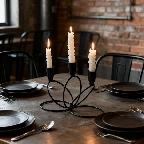 xihome Candelabro de metal de 3 brazos para centro de mesa, ideal para decoracin navideña, bodas, fiestas, comedores y hogar. Candelabro de aleacin de hierro.