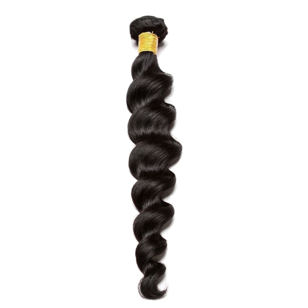 Brazilian 9A Loose Wave Remy Virgin Human Hair Weave 1 Bundle Hair Extensions Natural Color #1B-16" Inch