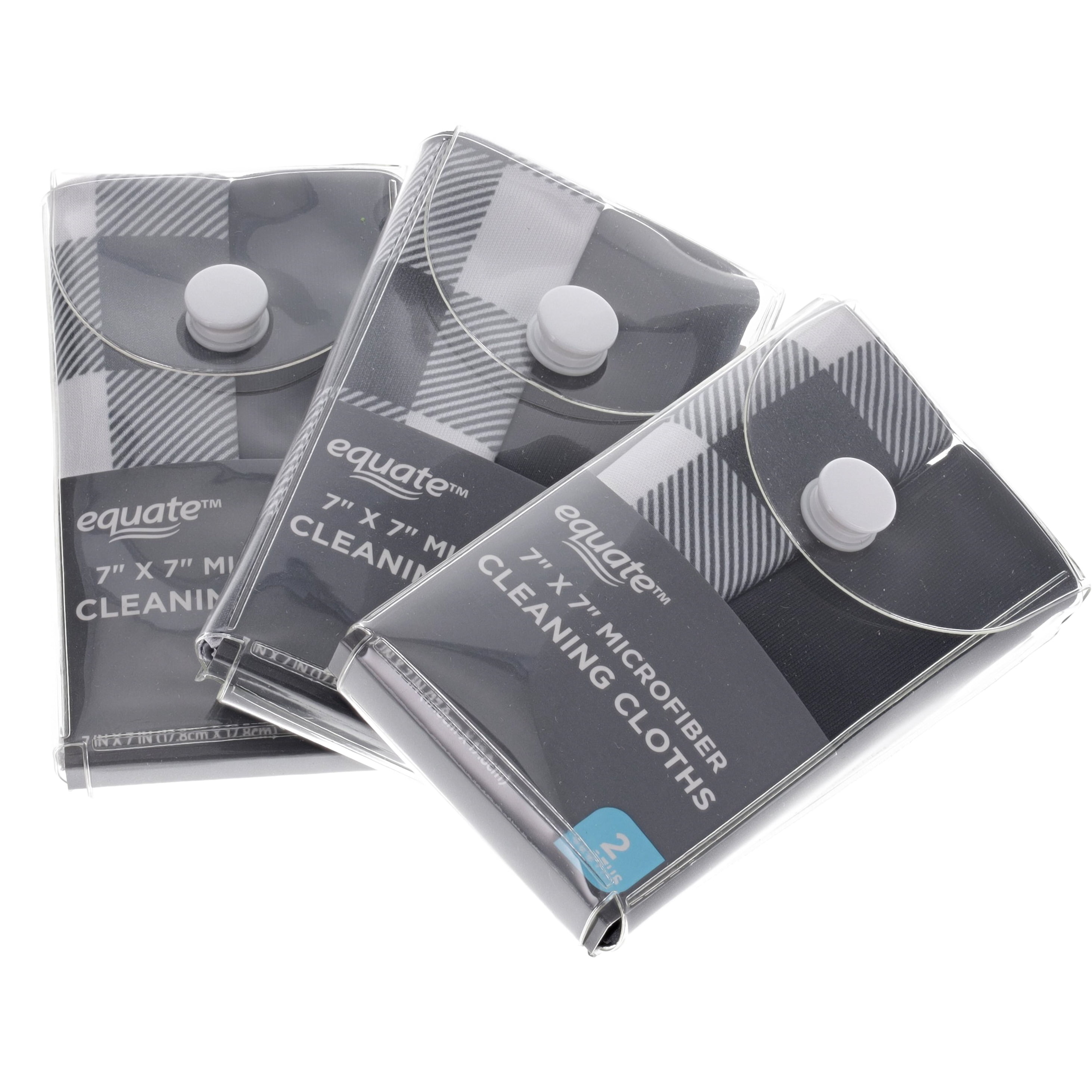 Equate Fashion Black Microfiber Cleaning Cloths, 7x7 inches wide, 2 Count