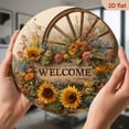 thumbnail image 6 of 2D Flat - 1pc 7.87X7.87Inch Aluminum2D FLAT PRINTINTGRustic 2D Floral Wheel Metal Sign, 7.8X7.8 Inches (20X20Cm), Welcome Art Decor For Door, Wall, Home, Room, Farmhouse, Street, Shop, Garage, 6 of 6