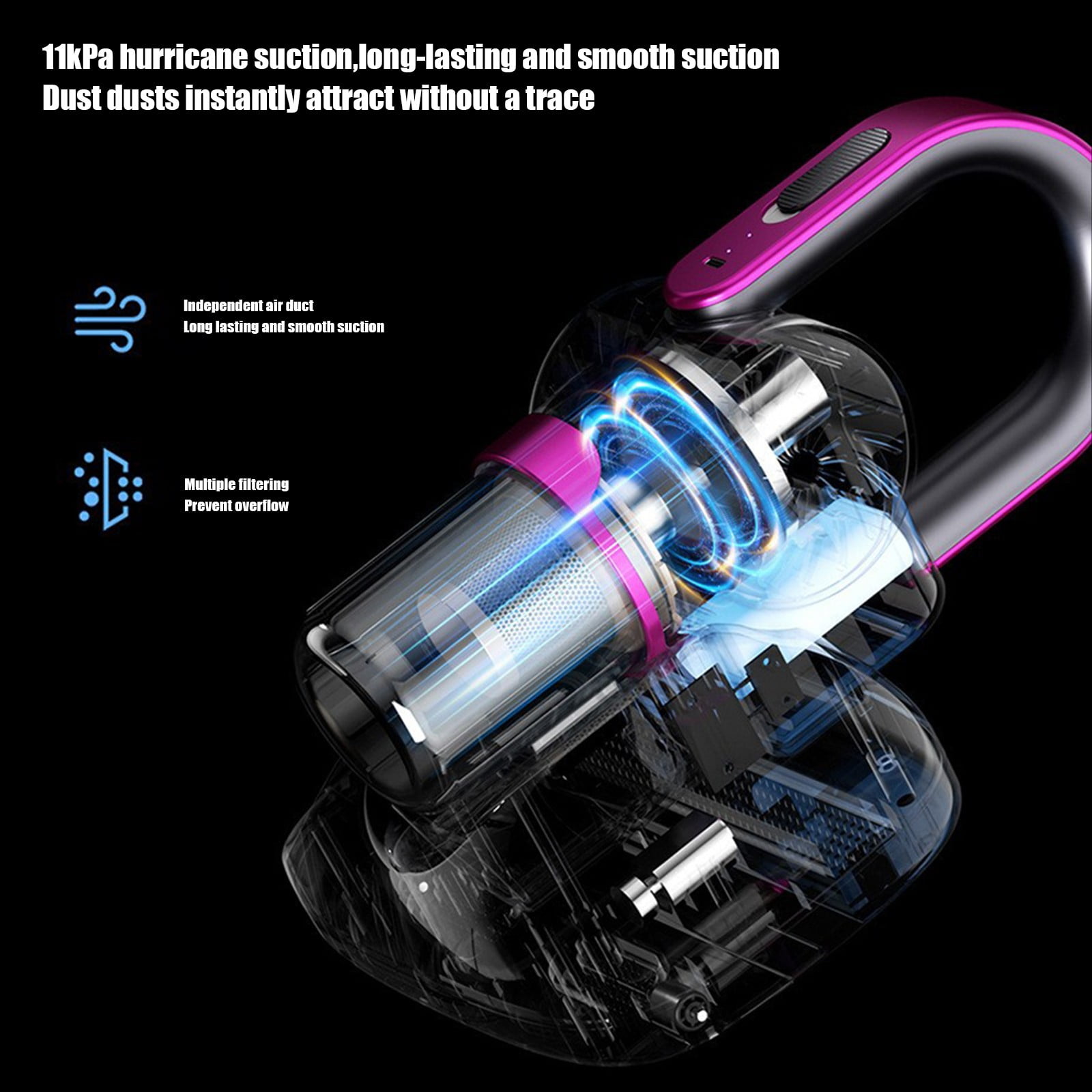 RBCKVXZ Cordless Vacuum Cleaner Rechargeable with 2000mAh Battery, 11000Pa Detachable Vacuum with Filter, Lightweight Portable Handheld Stick Vacuum for Carpet, Hard Floor, Pet Hair, Purple
