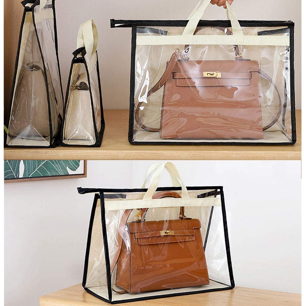 Travelwant Handbag Dust Bags Clear Purse Storage Organizer for Closet, Hanging Zipper Storage Bag for Handbags, Size: Large, Beige