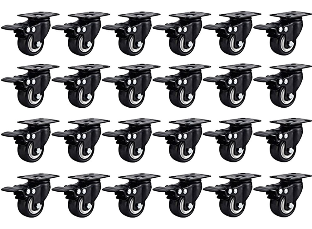 MegaDeal 12 Pack 2" Swivel Caster Wheels Rubber Base with Top Plate  Bearing He 