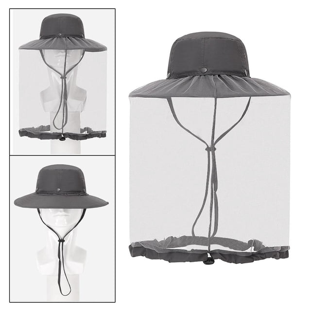 Sombrero de red para la cabeza Yinane Sombrero de pesca Boonie Gris oscuro Ajustable