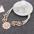 thumbnail image 6 of AYYUFE Women's Elegant Pearl Rhinestone Flower Bib Collar Necklace Choker, 6 of 8
