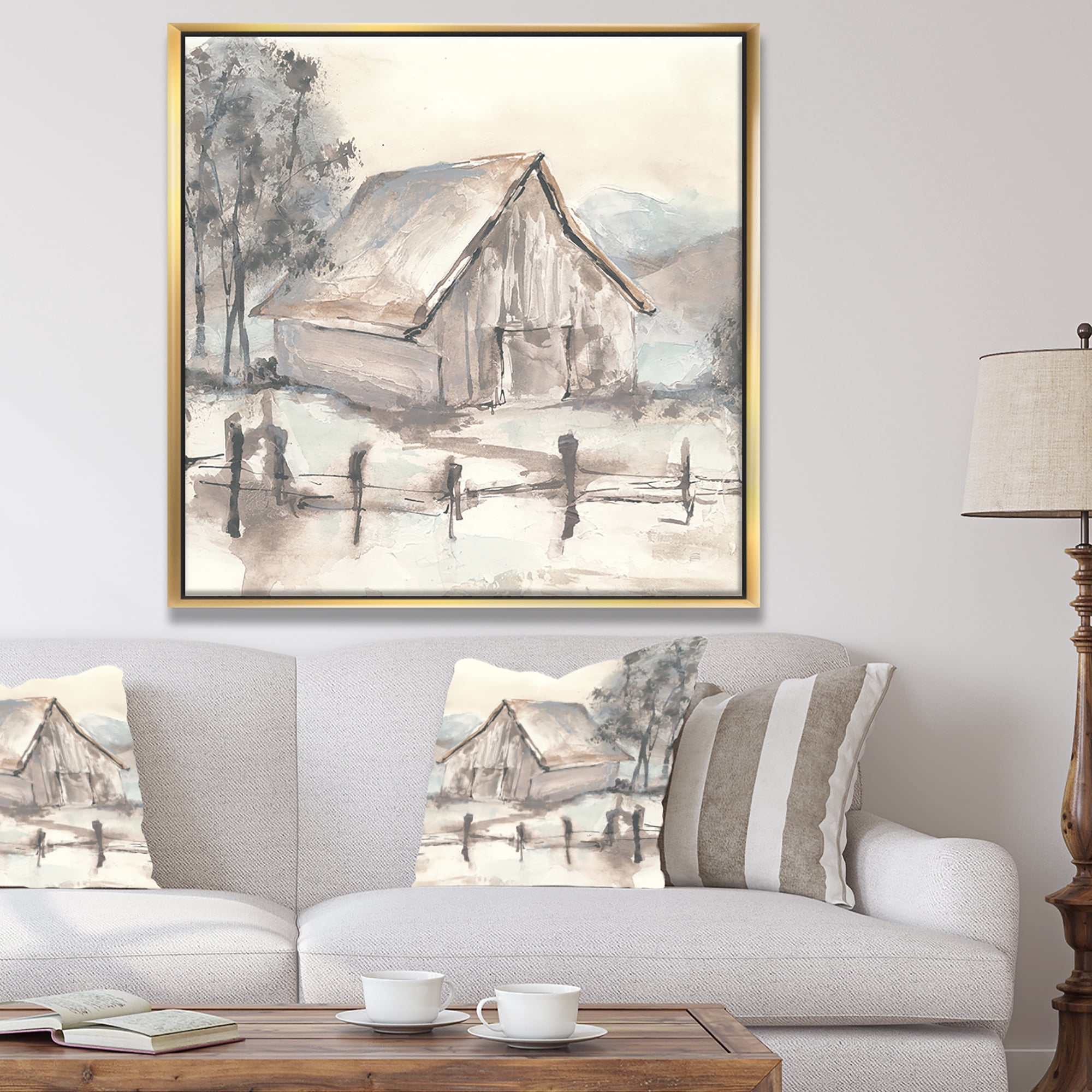 Designart ' Farmhouse Barn Grey VII ' Modern Farmhouse Framed Canvas