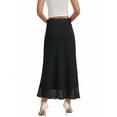 thumbnail image 2 of Black Chiffon Maxi Skirt High Elastic Waist A-Line Flowy Skirt, 2 of 6