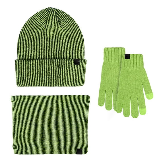Alitao Beanie Scarf for Women Warm Cute Wool Hat Scarf Gloves Slouchy Three Pieces Winter Snow Knit Cap Screen Mittens Scarves Sets Winter Hats Gloves for Cold Weather Green One Size