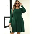 thumbnail image 5 of POSESHE Women's Plus Size Winter Casual Dress,Long Sleeves,Loose Flowy Dress With Pockets,Dark Green,2XL, 5 of 5