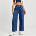 thumbnail image 4 of Qulqfy Baggy Womens Jeans 2026 High Waisted Wide Leg Dark Blue Petite Straight Leg Stretchy Denim Pants S, 4 of 9