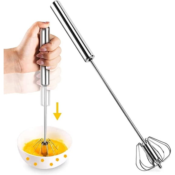 Semi-automatic Whisk Stainless Steel Egg Beater Handhold Push Egg Beater Automatic Whisk