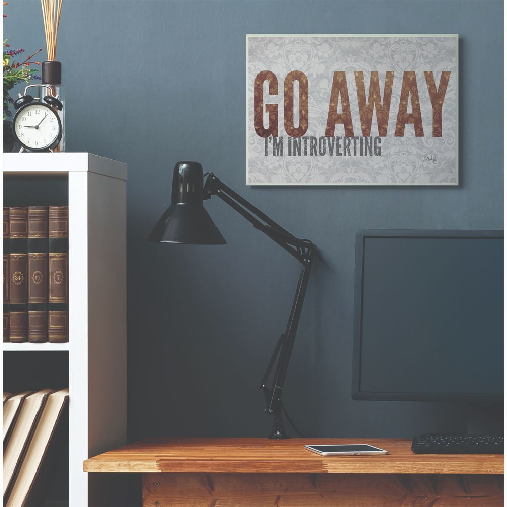 The Stupell Home Decor Collection Go Away I'm Introverting Pattern Typography Wood Wall Art