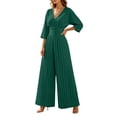 thumbnail image 2 of Aimik Dressy Jumpsuits for Women Dressy 3/4 Sleeve Wrap V Neck Pleated Wide Leg Jumpsuits Summer Fall Fashion Womens Jumpsuit for Vacation, 2 of 6