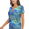 thumbnail image 2 of Wukai Peacock Casual V-Neck Graphic Tees for Women: Lightweight and Breathable Summer Tops with Stylish Design-Large, 2 of 8