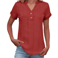 thumbnail image 5 of Vinsonshop Eyelet Blouse V Neck Eyelet Casual Travel Clothes Curved Hem Summer Clothes Summer Eyelet Business Shirts Casual Summer Blouses for Women (S-5XL), 5 of 9