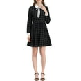 thumbnail image 2 of INSPIRE CHIC Women's Peter Pan Collar Contrast Retro Plaid Dress S Black, 2 of 6