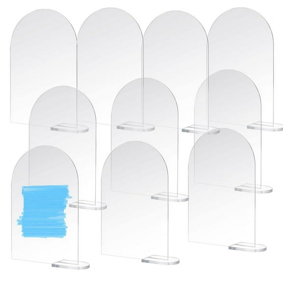 20PCS Clear Acrylic Sign Arch with Stand Blank Guest Name Tags Wedding Table Number Holder Decoration Supplies
