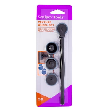 Sculpey Tools Plastic Texture Wheel 5 Piece Modeling Tool Set Model AS3175W Black and Blue