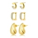 thumbnail image 1 of Aretes Tipo Botón en forma de C JeenMata chapados en oro amarillo con detalles de diamantes de imitación, 1 of 4