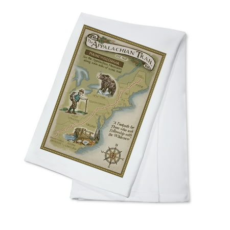 Decorative Tea Towel, Apron Appalachian Trail Map, Unisex, Adjustable, Organic Cotton