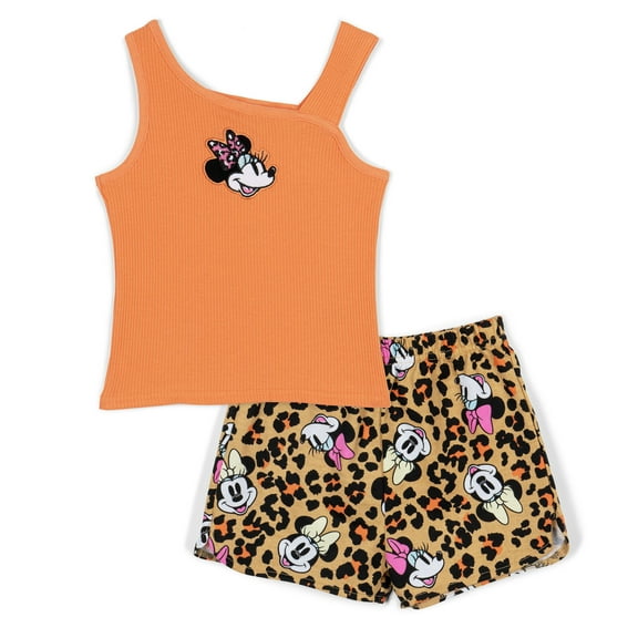 Disney Minnie Mouse Ribbed Tank Top and French Terry Shorts Outfit Set Toddler to Big Kid