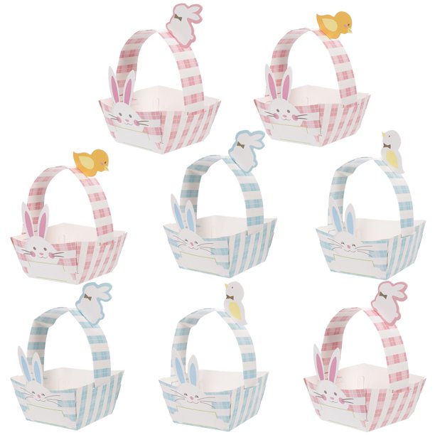 KAKOWELY 2 juegos de cestas de regalo de papel para fiesta de Pascua, cestas de papel con forma de conejo, contenedores de regalo de papel