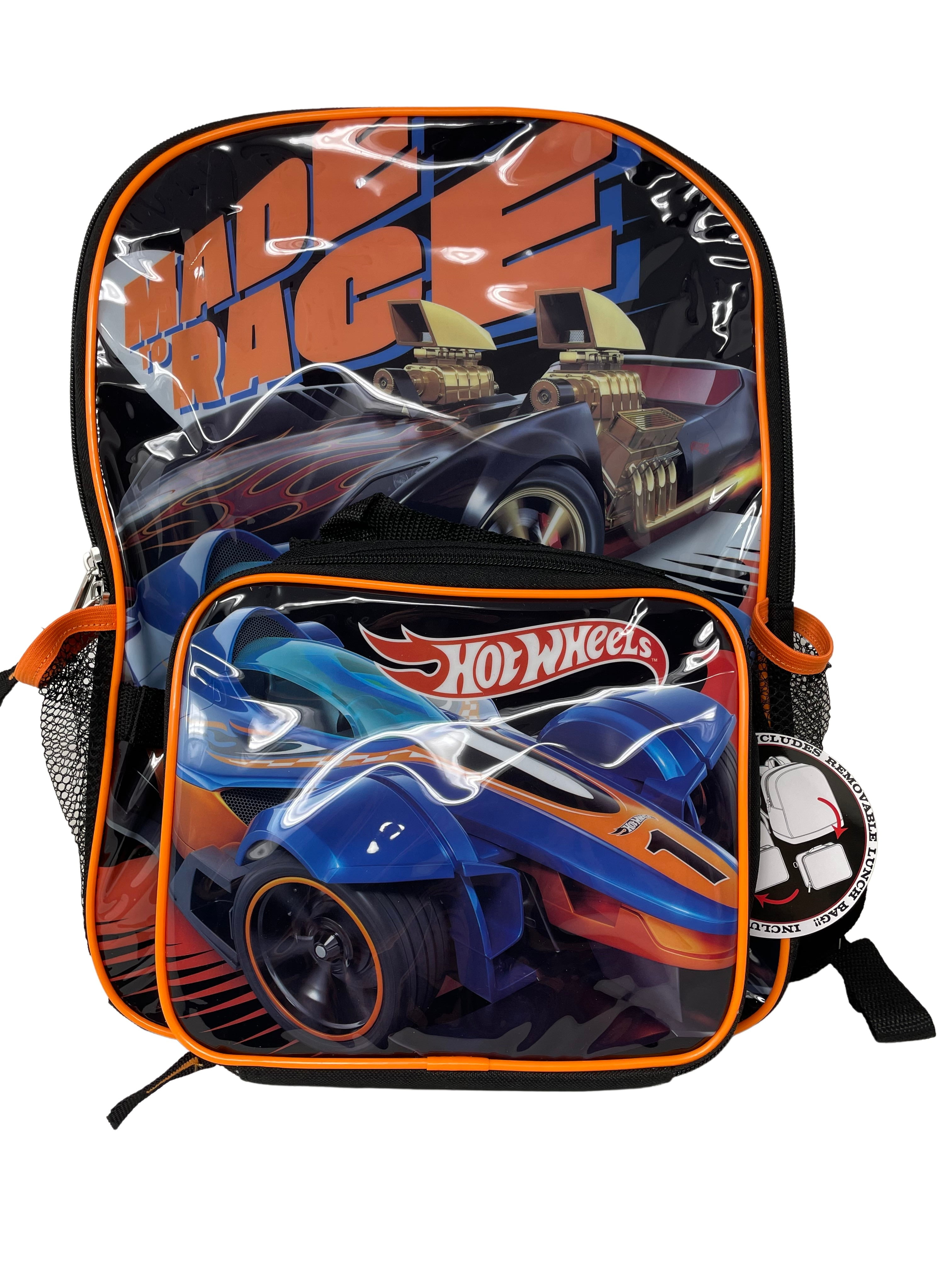 Hot Wheels 16" Large Backpack with Lunch Bag