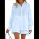 thumbnail image 1 of Conjuntos de 2 Piezas: Camisa Abotonada, Top y Pantalones Cortos, Conjuntos Casuales para Estar en XL, 1 of 6