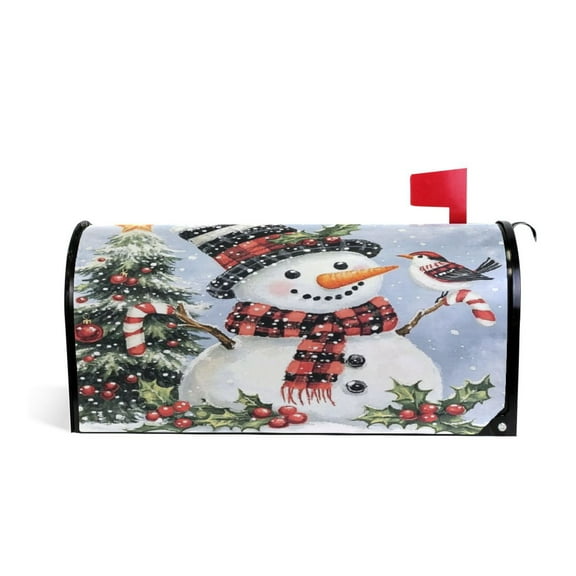 Mailbox Covers Magnetic Large Size 25.4x20.78 in Mailbox Wraps Post for Garden Yard Decor Smiling Snowman