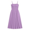 thumbnail image 3 of Admvng Dress for Women Spaghetti Straps Solid Casual Sleeveless Pockets Square Neck Dress, 3 of 5