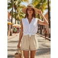 thumbnail image 2 of JYLFC Womens Shorts Summer Casual Loose Elastic Waist Drawstring Lace Boho Beach Cover Up Shorts, Apricot 2XL, 2 of 7
