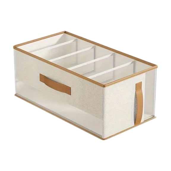 Dvumao Home Decor, 5 Compartment Fabric Storage Bin With Handle Foldable Wardrobe Clothes Organizer Drawer Divider Box