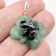 thumbnail image 2 of Ribbit Hematite Frog On Aventurine Lily Pad Stering Silver Pendant| 1 5/8" Long|, 2 of 8