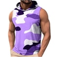 thumbnail image 2 of Mifsaly Mens Workout Tank tops Camo Print Sleeveless Hooded Shirts Breathable Lightweight Muscle Fit Training Performance Activewear Purple,XXL, 2 of 9