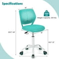 thumbnail image 4 of Giantex Kids Desk Chair, Adjustable Swivel Chair for Children, Armless Mesh Task Student Study Chair w/Lumbar Support & Adjustable Height, Rolling Computer Chair, Turquoise, 4 of 8