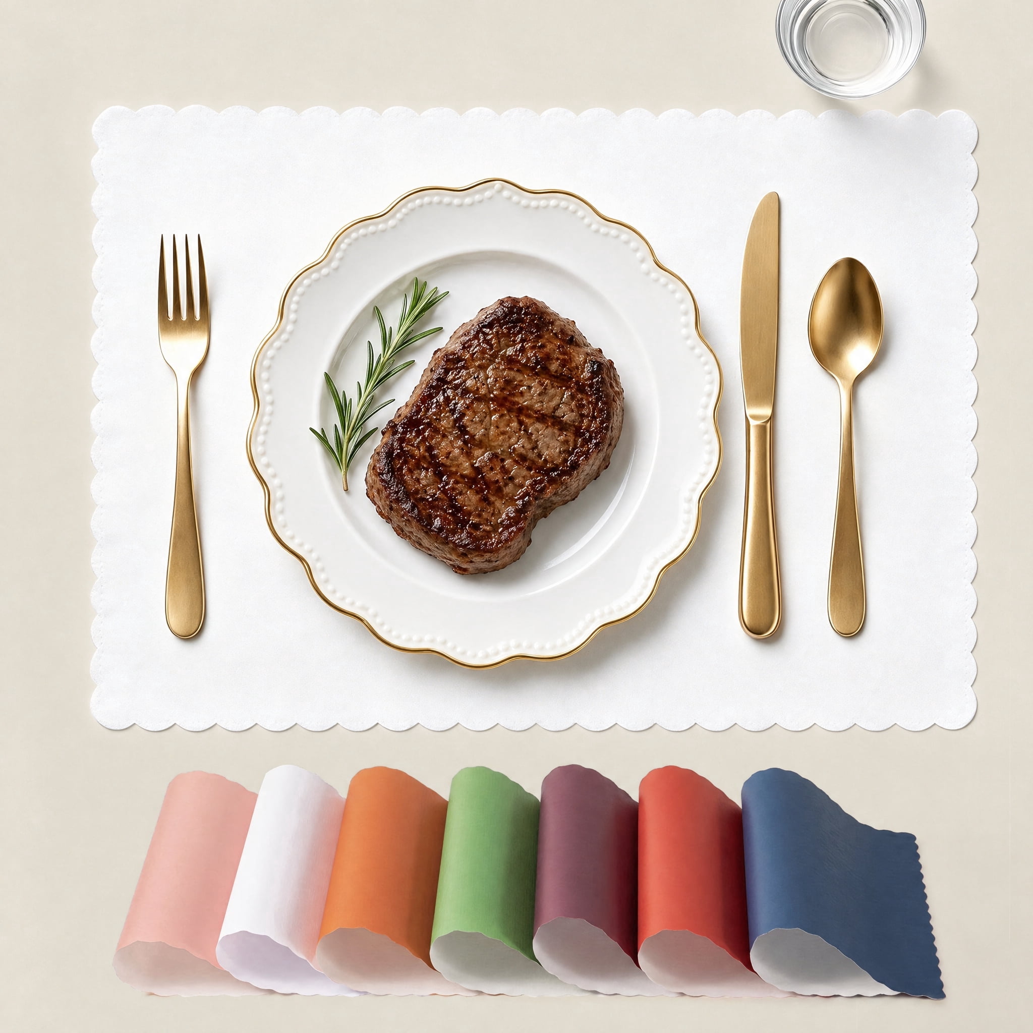 Juvale Disposable Kraft Paper Placemats 10x14 Inch with Scalloped