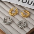 thumbnail image 3 of SFTING Hoop Earrings for Women Braided Vintage Silver Plated Chunky Huggie Valentine Gift for Her, 3 of 7
