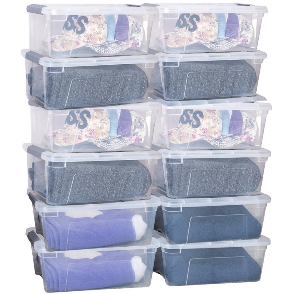 Costway 12 Pack Latch Stack Storage Box Tubs Bins Latches Handles